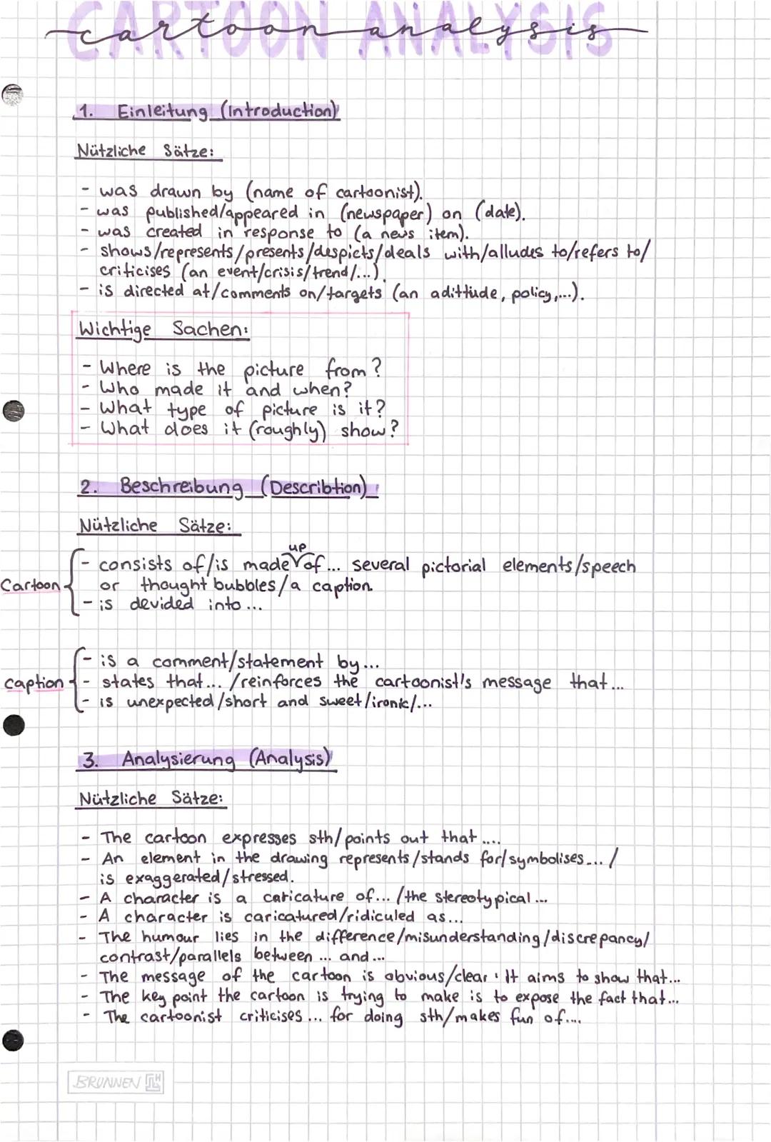 cartoo
toon analysis
Cartoon
1. Einleitung (Introduction)
caption-
Nützliche Sätze:
- was drawn by (name of cartoonist).
- was published/app