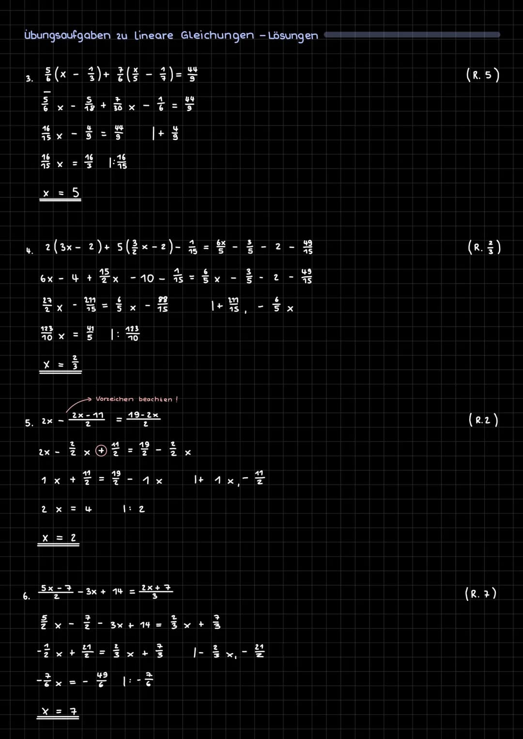 Lineare Gleichung
Lineare Gleichungen erkennt man daran, dass nur ein einfaches x vorkommt. Das x
wird Variable genannt. 2.B. 5x = 10 oder 3