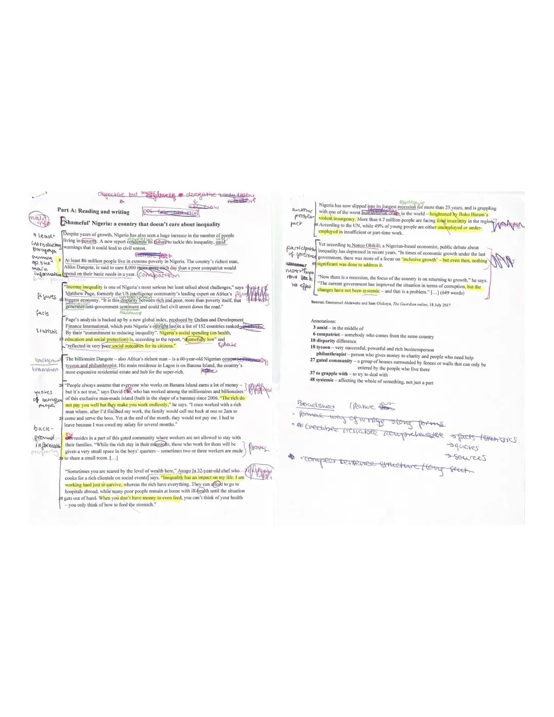 E 1/E 2
• Zeynep
VOICES OF AFRICA - NIGERIA
Part A: Reading and writing
Q1.2
Name:
3rd Exam
14th April, 2021
Text: 'Shameful' Nigeria: A cou