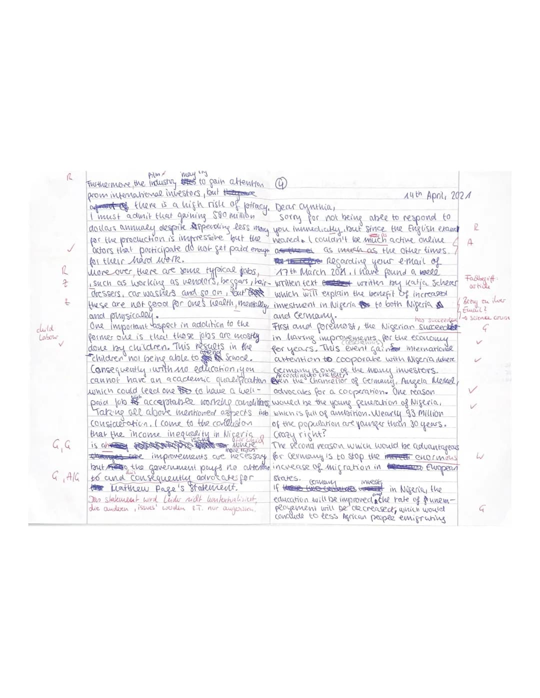 E 1/E 2
• Zeynep
VOICES OF AFRICA - NIGERIA
Part A: Reading and writing
Q1.2
Name:
3rd Exam
14th April, 2021
Text: 'Shameful' Nigeria: A cou