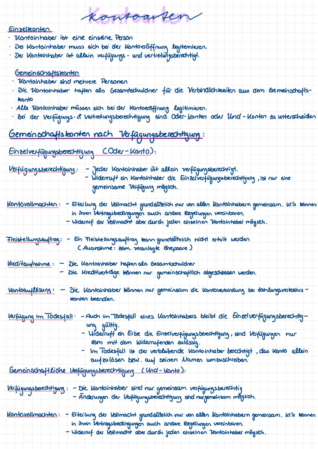  Einzelleonten
Kontoinhaber ist eine einzelne Person
Des Kontoinhaber muss sich bei der Konto eröffnung legitemieren.
Der Kontoinhaber ist a