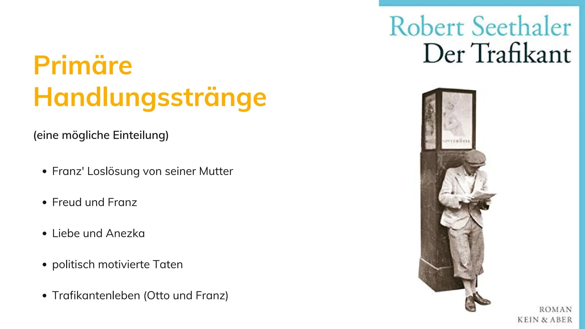 
<h2 id="zusammenfassung">Zusammenfassung</h2>
<p>Der Roman "Der Trafikant" von Robert Seethaler behandelt das Thema des Erwachsenwerdens un