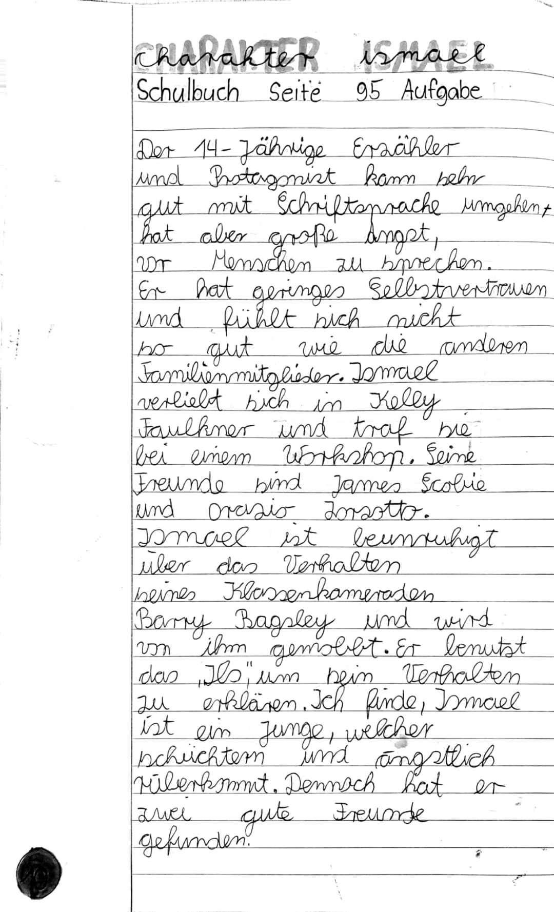 Nennt mich nicht Ismael Charakterisierung: Klassenarbeit und mehr