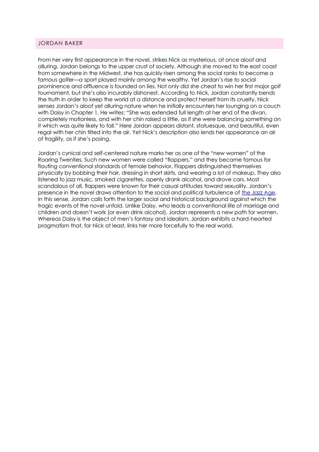 CHARACTERIZATION
NICK CARRAWAY
Represents one of Fitzgerald's personality: quiet, reflective
Lives in West Egg, is 29-30 years old
Daisy is 