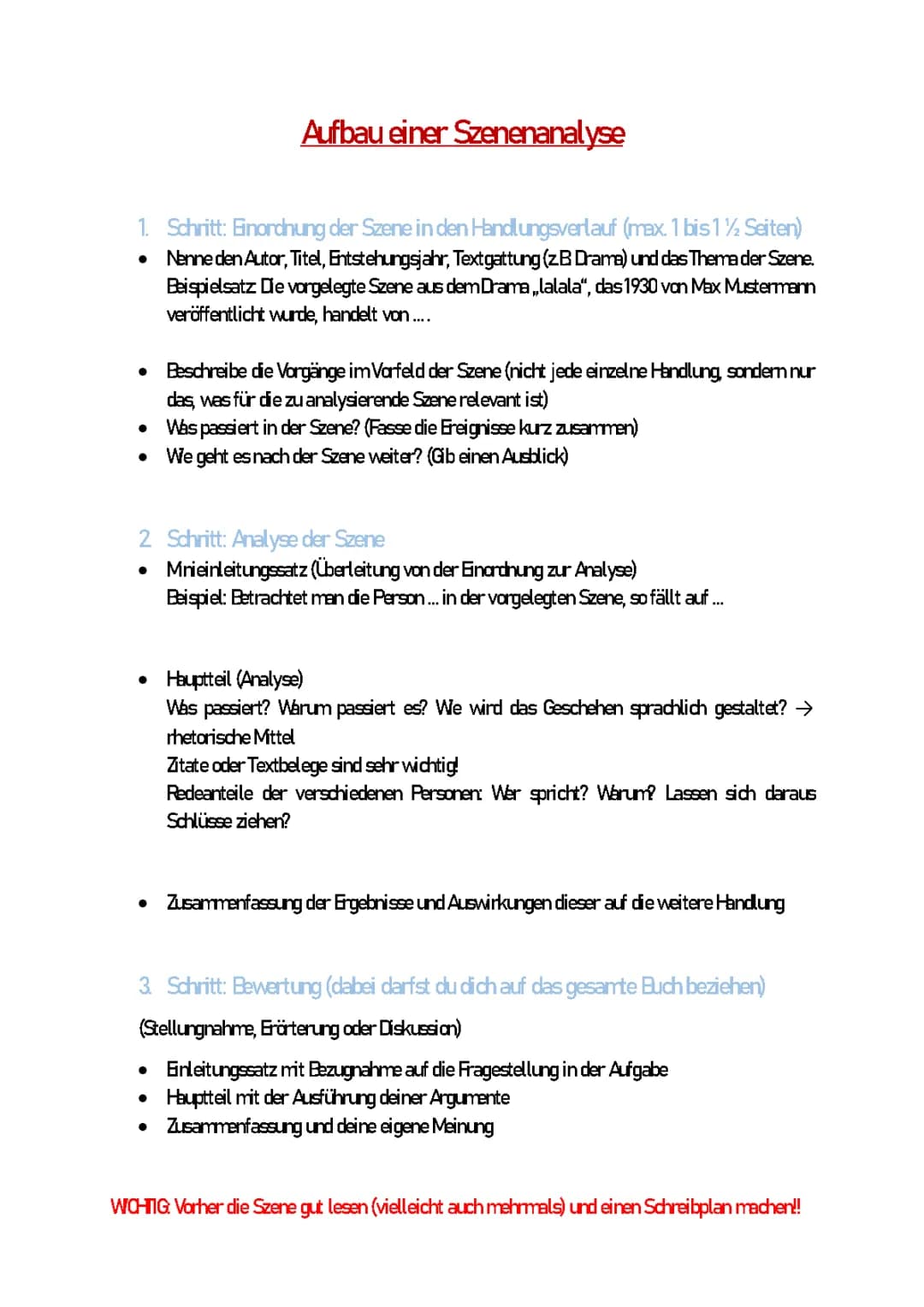 Szenenanalyse: Aufbau und Beispielanleitung