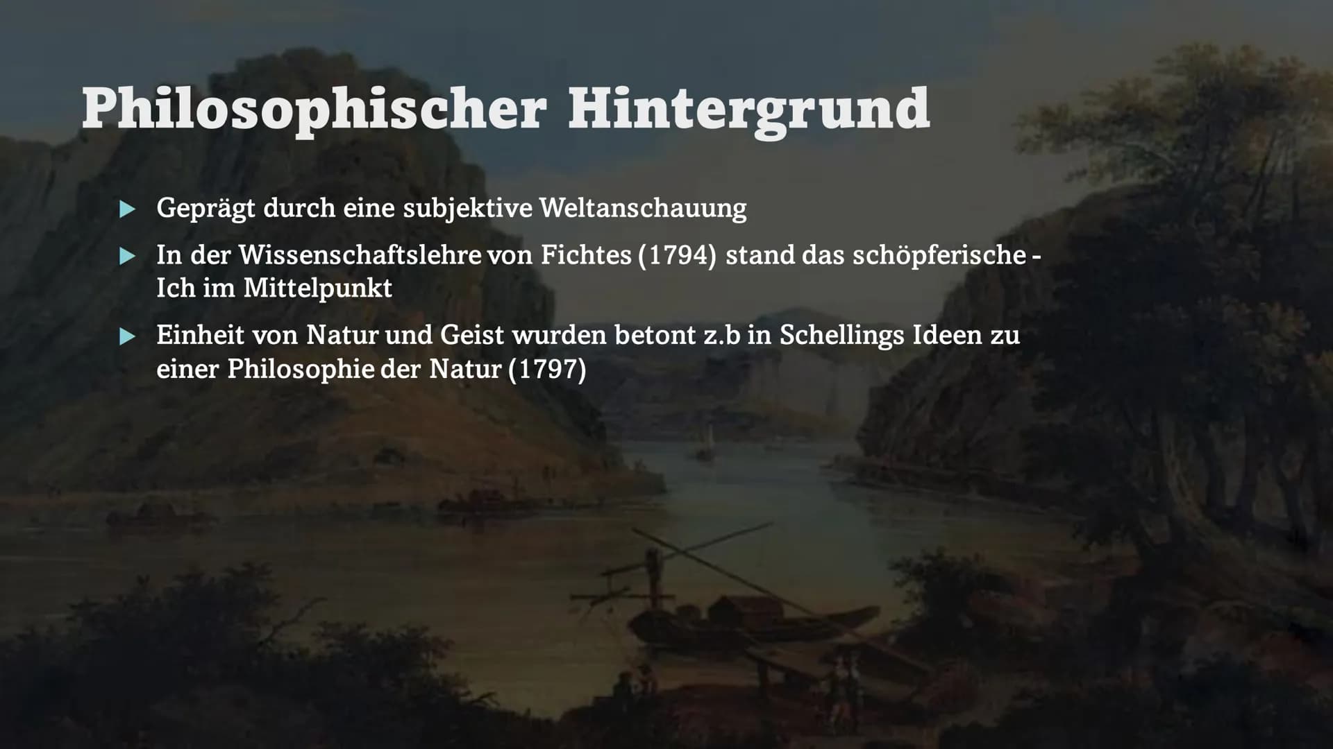 Die Literatur der
Romantik
18. 19. JAHRHUNDERT Gliederung
1. Allgemeines
2. Historischer Hintergrund
3. Philosophischer Hintergrund
4. Merkm