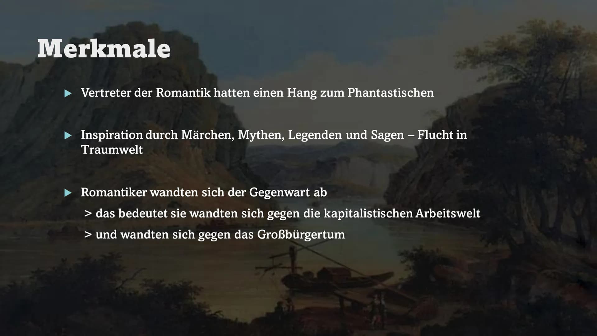 Die Literatur der
Romantik
18. 19. JAHRHUNDERT Gliederung
1. Allgemeines
2. Historischer Hintergrund
3. Philosophischer Hintergrund
4. Merkm