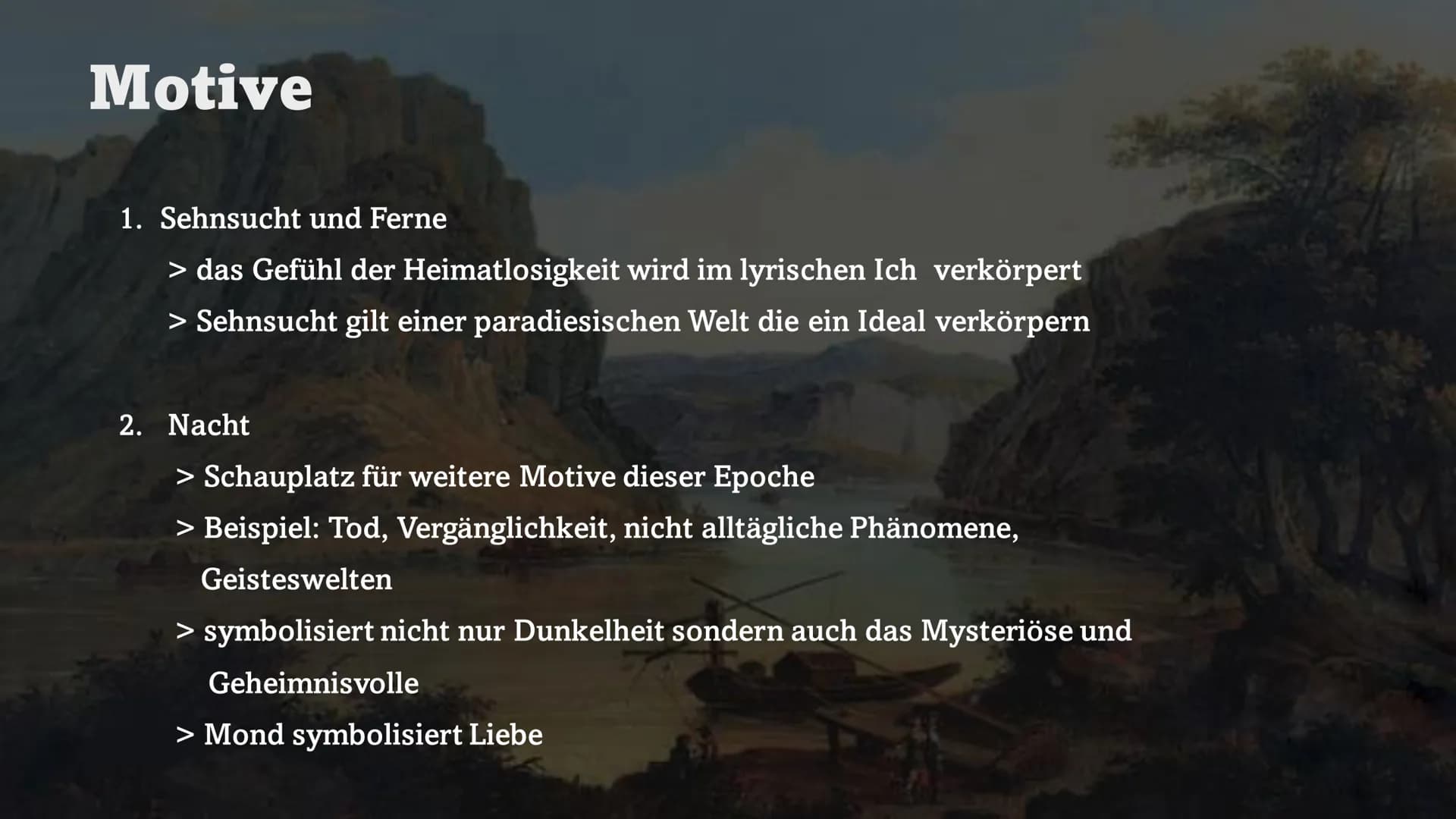 Die Literatur der
Romantik
18. 19. JAHRHUNDERT Gliederung
1. Allgemeines
2. Historischer Hintergrund
3. Philosophischer Hintergrund
4. Merkm