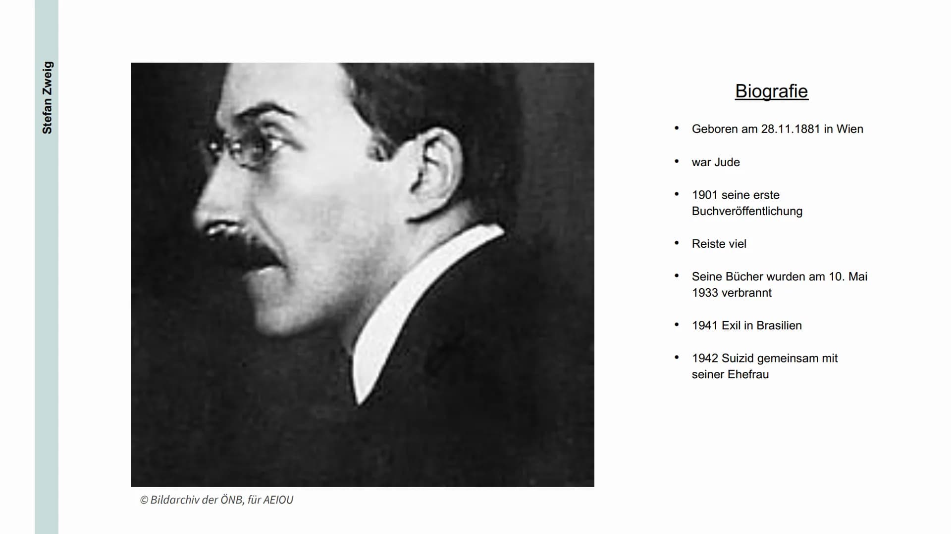 Schachnovelle
Stefan Zweig
Von Lisa Göttsche Inhaltsverzeichnnis
01
Stefan Zweig
02
Inhaltsangabe
03
Figuren
04
Erzählerische Merkmale
05
Sc