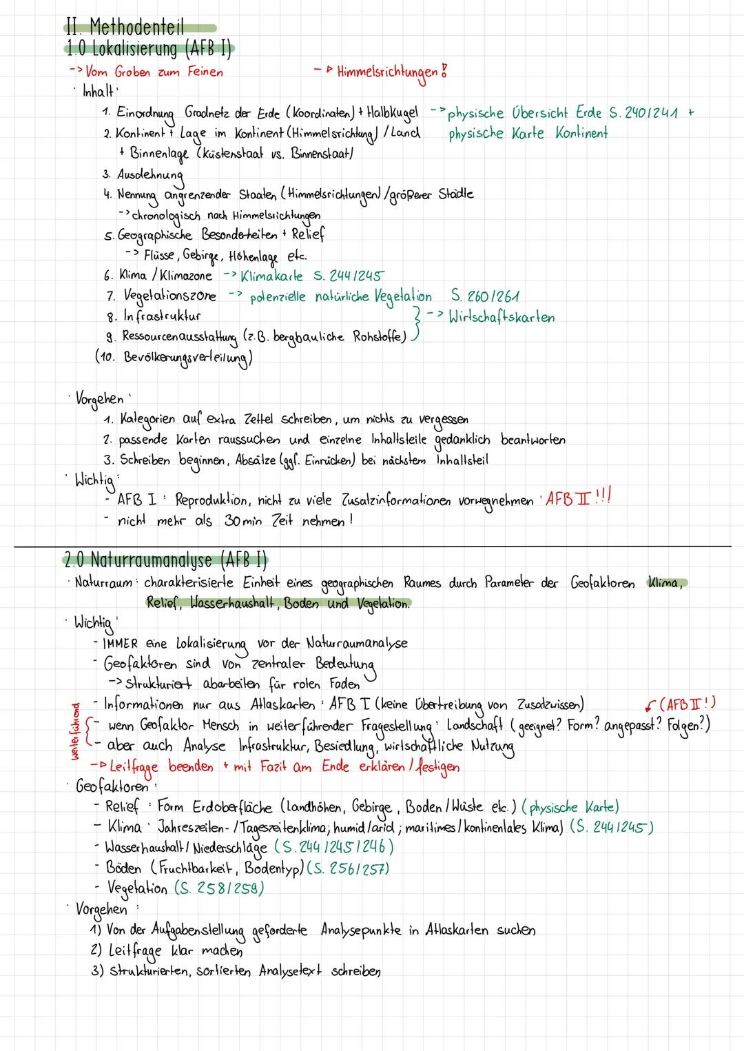 Aufbau Klausur
1) Lokalisierung weiterführende Aufgabe (Naturraumanalyse/wirtschaftliche Nutzung [Vergleich] o.ä.) AFB I · Reproduktion
2) M