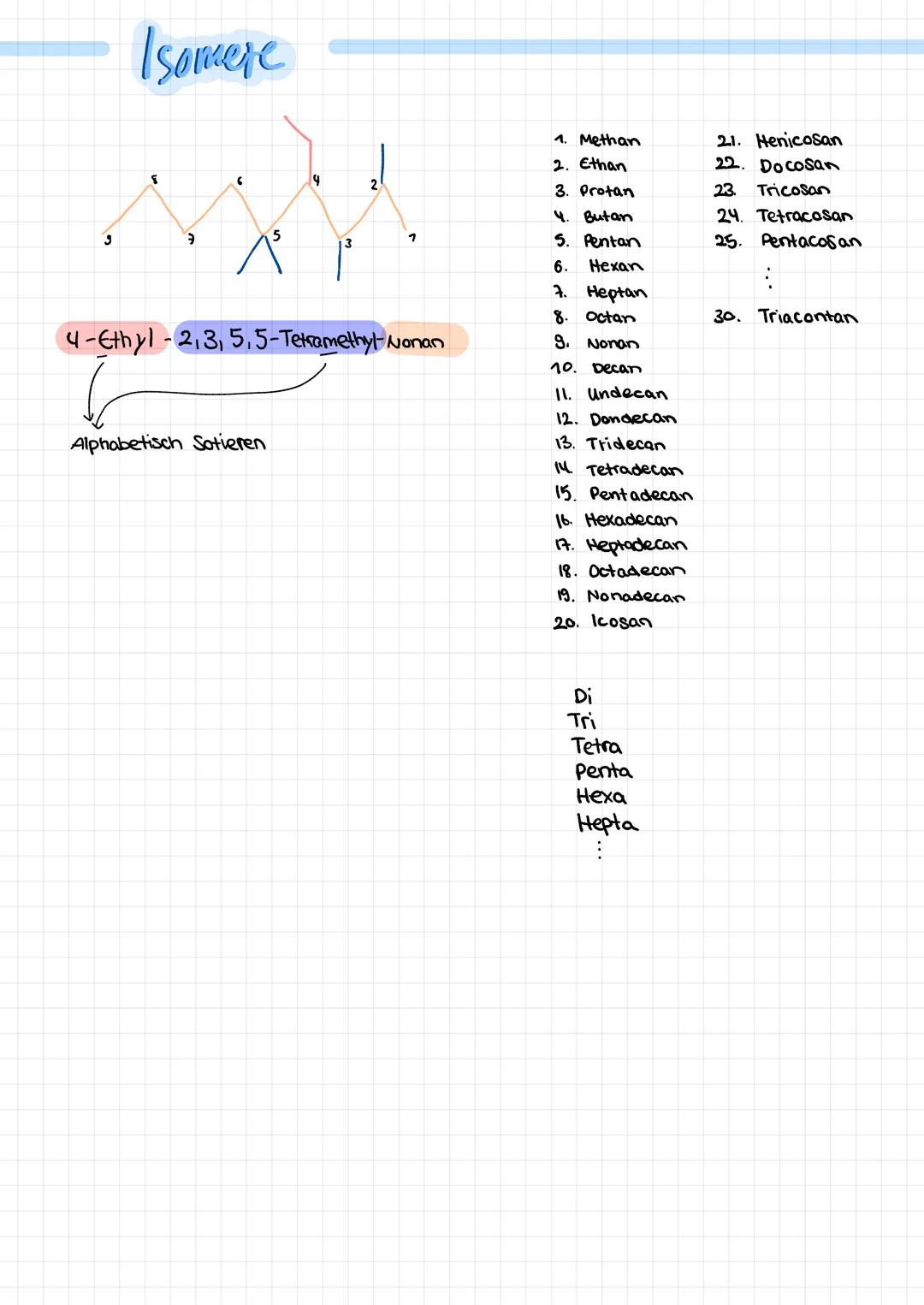 # Alkane

-organische Chemie
- einfache, gesättigte Kohlenwasserstoffe
↳es kann keine Mehrfachbindung zwischen Atomen entstehen

Summenforme
