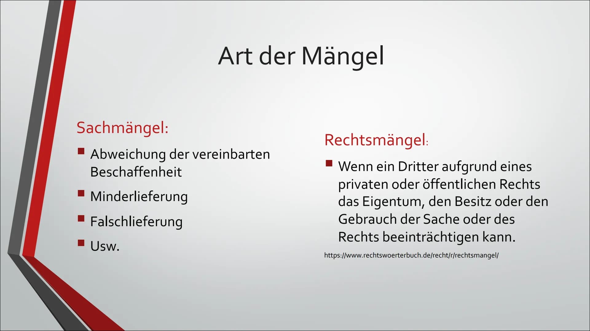 22.11.2019
Von x
Mangelhafte
Lieferung Inhaltsverzeichnis
1. Definition
2. Art der Mängel
3. Erkennbarkeit des Mangels
4. Pflichten des Käuf