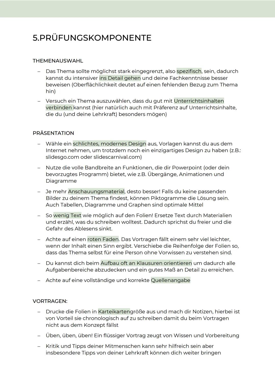 5.PRÜFUNGSKOMPONENTE
THEMENAUSWAHL
Das Thema sollte möglichst stark eingegrenzt, also spezifisch, sein, dadurch
kannst du intensiver ins Det