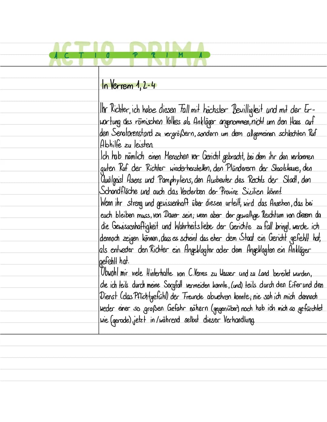 T
In Verrem 1, 2-4
Ihr Richter, ich habe diesen Fall mit höchster Bewilligkeit und mit der Er-
wortung des römischen Volkes als Ankläger ang