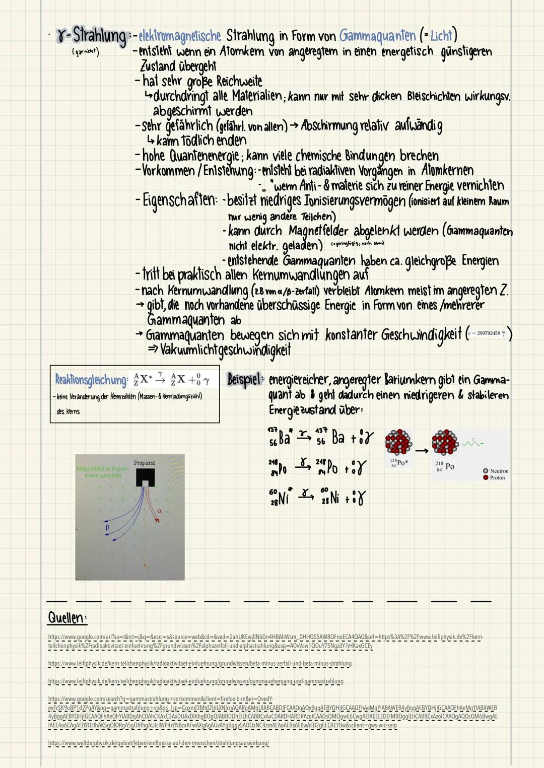 Strahlungsarten
a-Strahlung: -Teilchenstrahlungen aus Heliumkemen (He)
geringe Reichweite
-kann leicht abgeschirmt werden
-besitzt hohes Ion