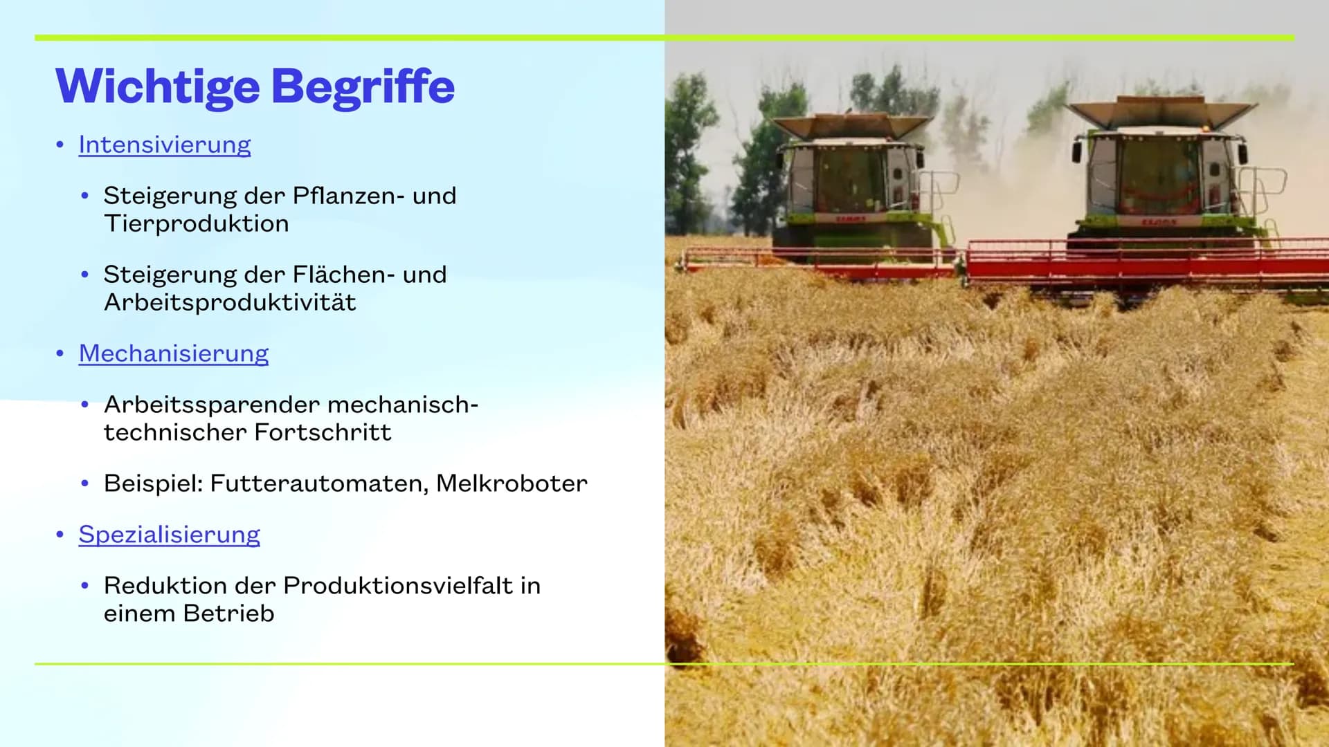 LARA, MORITZ UND KLARA
Landwirtschaft
Intensivierung in den
gemäßigten Zonen und Subtropen THEMEN
●
• Landwirtschaft: gemäßigte Zone
Konvent