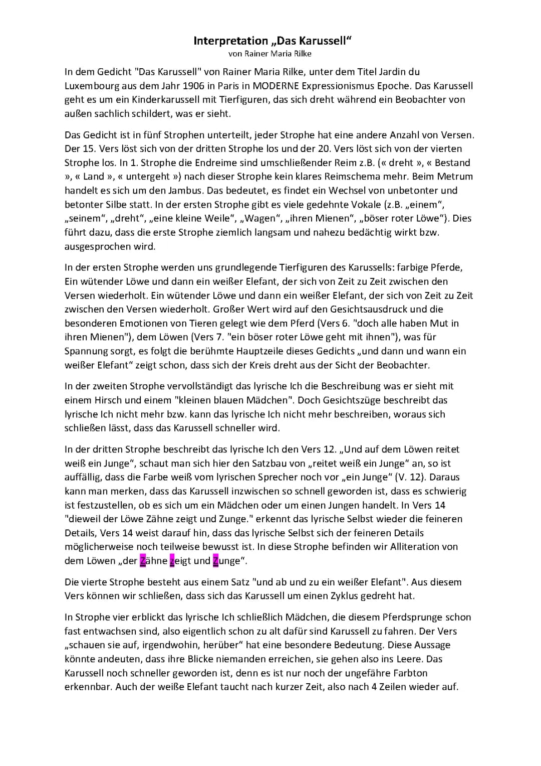 Das Karussell Gedicht von Rilke: Text, Epoche und Interpretation