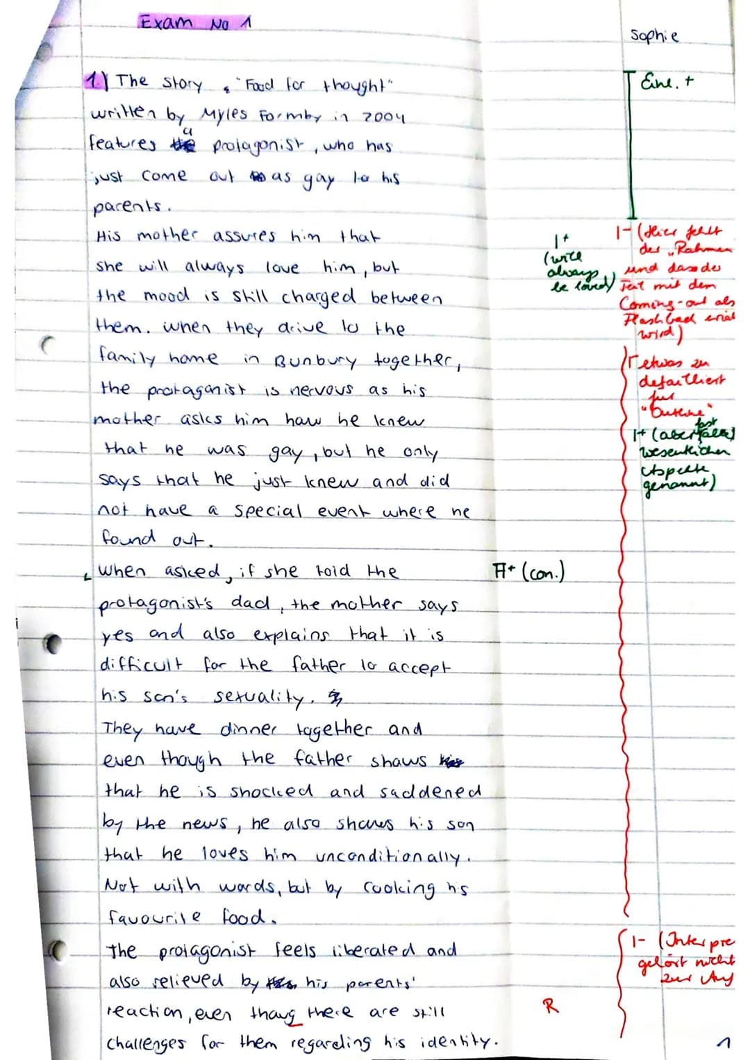En22 (Hz)
Sophie
Food for thought
by MYLES FORMBY (2004)
15
35
Exam No 1 (Boy Erased)
Walking through the park on my way to work, I pause to