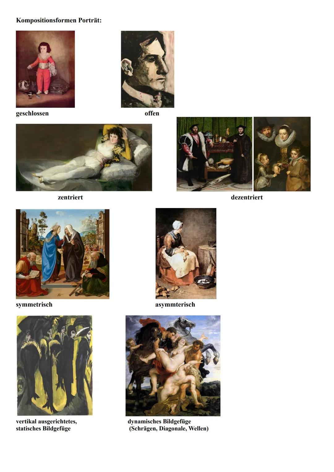 Die Komposition eines Bildes: Kompositionsanalyse (Kompositionsskizze und -wirkungen)
Einteilung der Gesamtfläche
a) durch Mittelachsen (tei