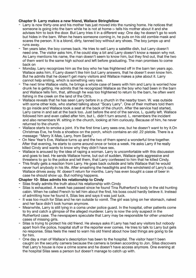 Chapter 1- an introduction to Larry Ott (present)
• Larry is a 41-year-old man who lives alone in rural Mississippi
spends his morning doing