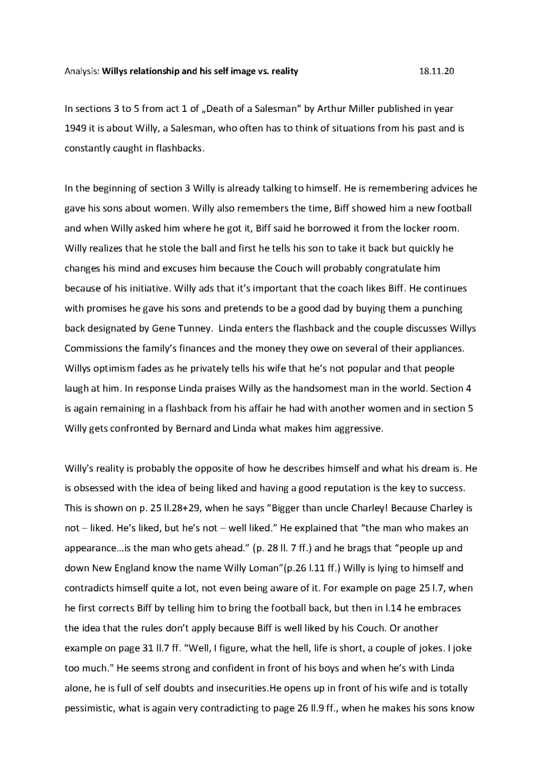 Death of a Salesman Act 1 Summary and Family Quotes