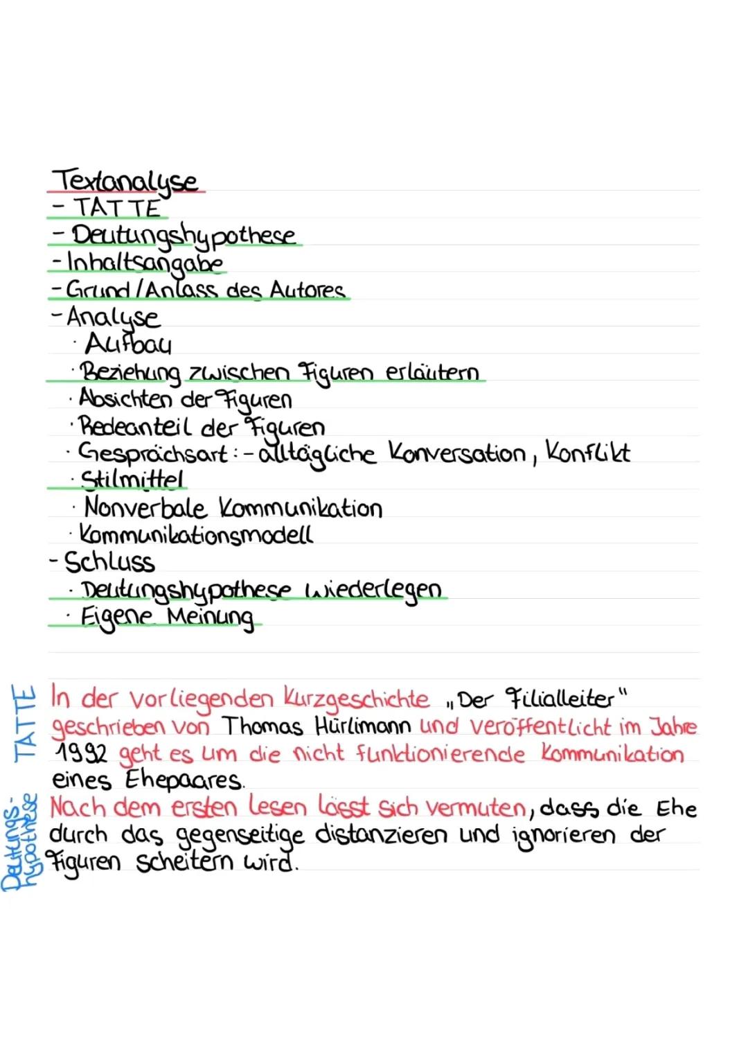 Der Filialleiter Textanalyse