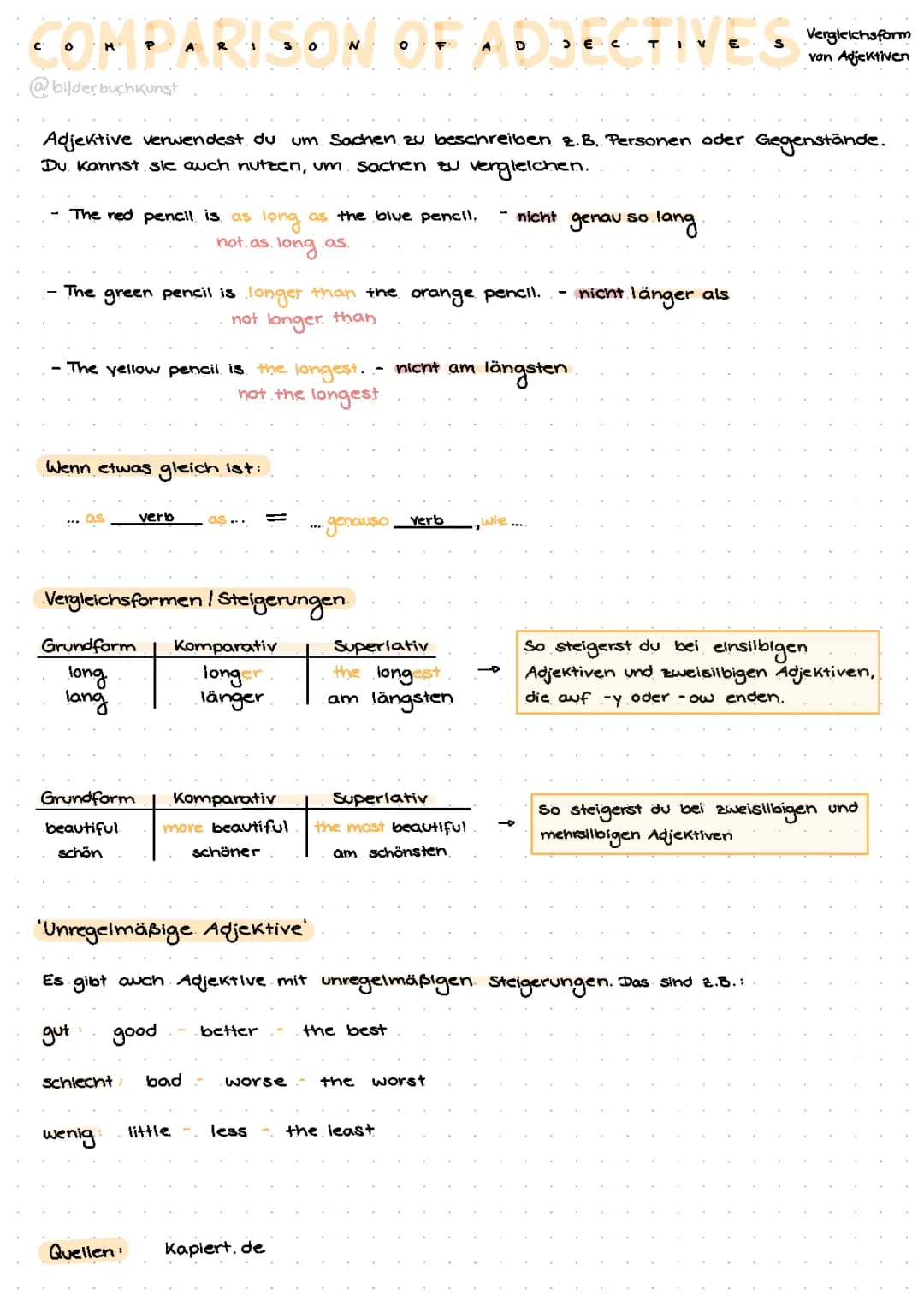 Comparison of Adjectives - Vergleichsform der Adjektive