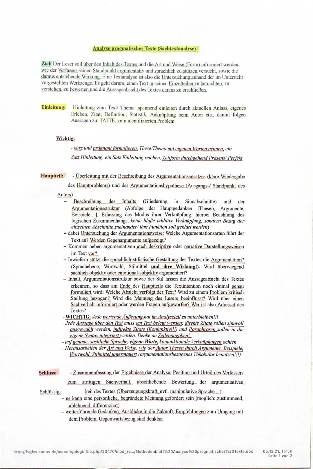 Analyse pragmatischer Texte 