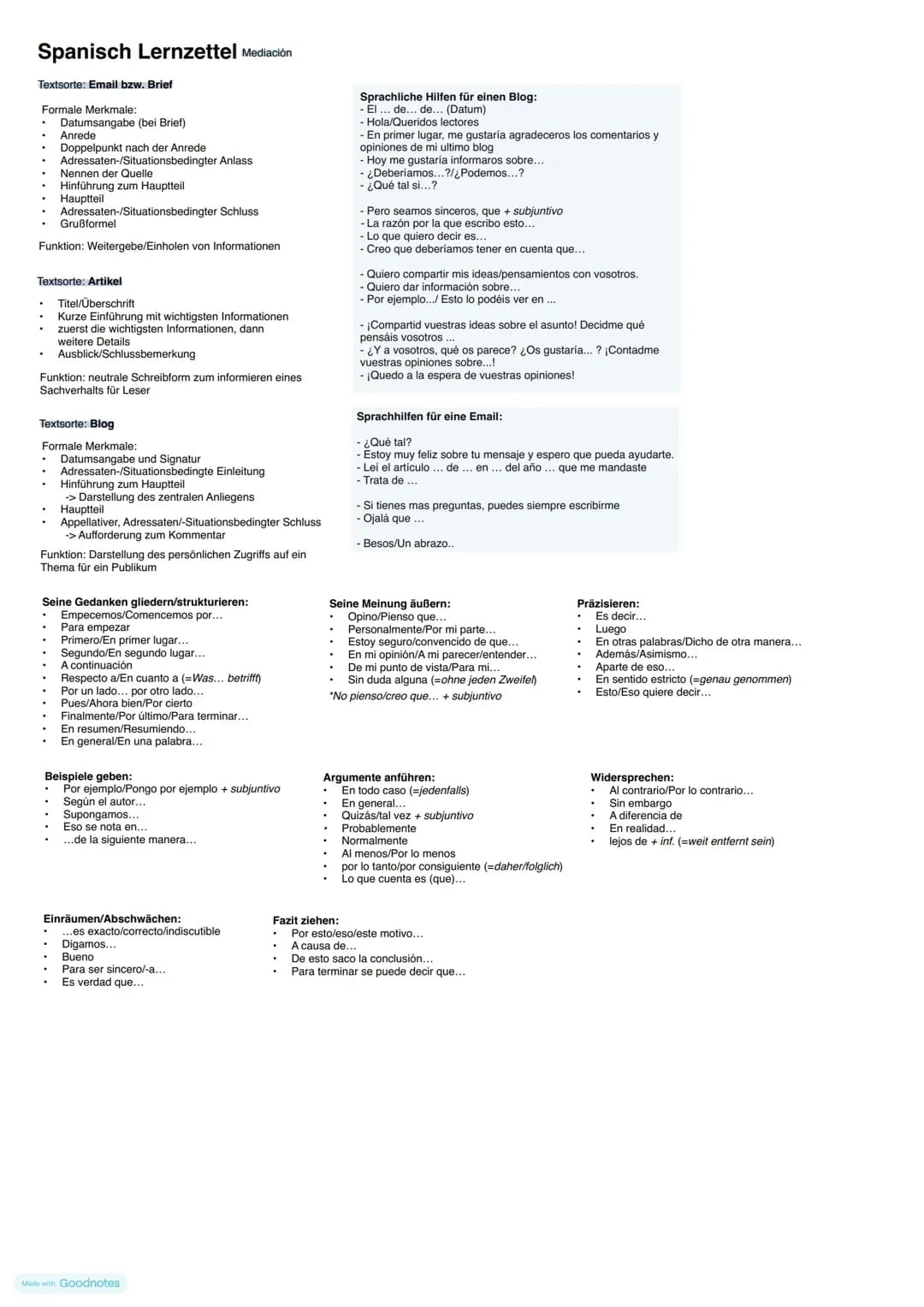 Mediación/Sprachmittlung - Lernzettel