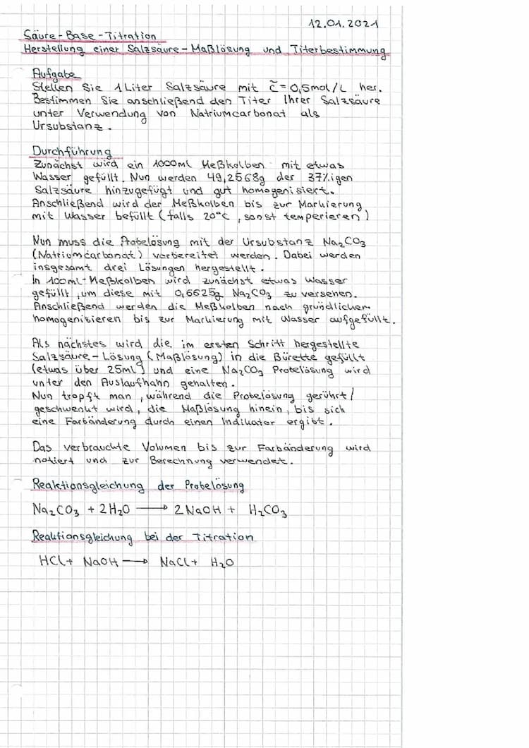 Know Säure-Base Titration: Herstellung einer Salzsäure-Maßlösung und Titerbestimmung thumbnail
