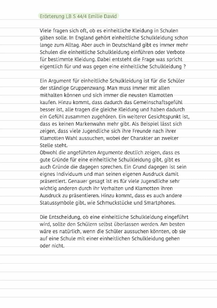 Know Erörterung : Einheitliche Schulkleidung an deutschen Schulen ?  thumbnail