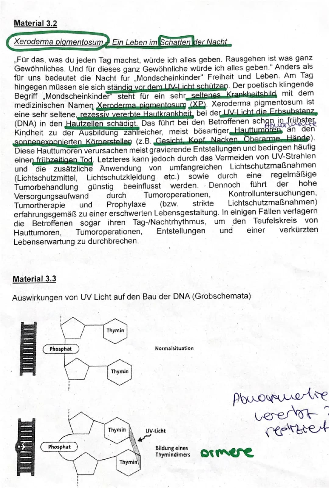 1. DNA
1.1 Beschriften Sie die Abbildung in Material 1.1 mit den entsprechenden Begriffen.
5 15 BE
✓1.2 In einem Experiment wurden zwei DNA-