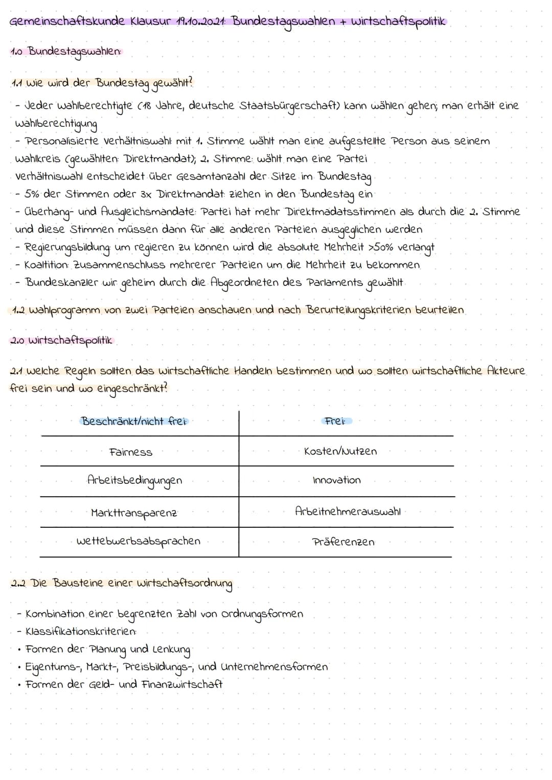 Gemeinschaftskunde Klausur 19.10.2021: Bundestagswahlen + wirtschaftspolitik.
1.0 Bundestagswahlen
1.1 wie wird der Bundestag gewählt?
Jeder