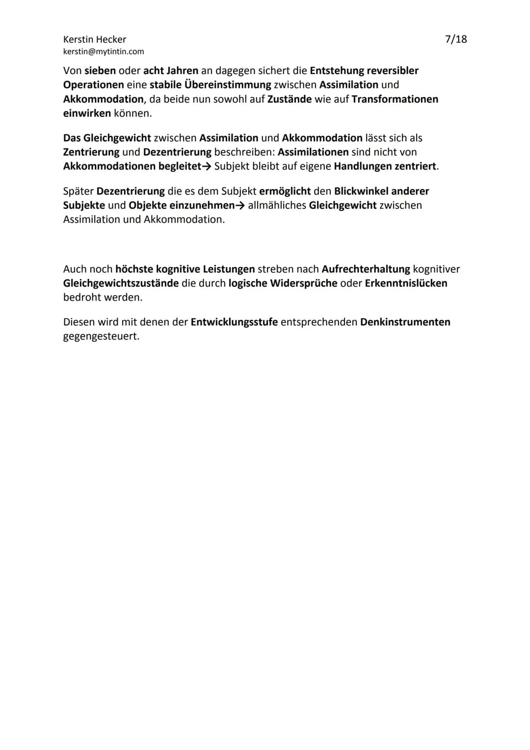 Jean Piagets Theorie der geistigen Entwicklung
Die Theorie Jean Piagets, geht davon aus, dass menschliche Erkenntnis durch aktives
Handeln u