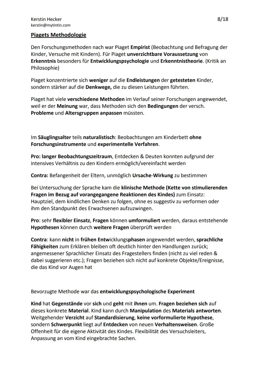 Jean Piagets Theorie der geistigen Entwicklung
Die Theorie Jean Piagets, geht davon aus, dass menschliche Erkenntnis durch aktives
Handeln u