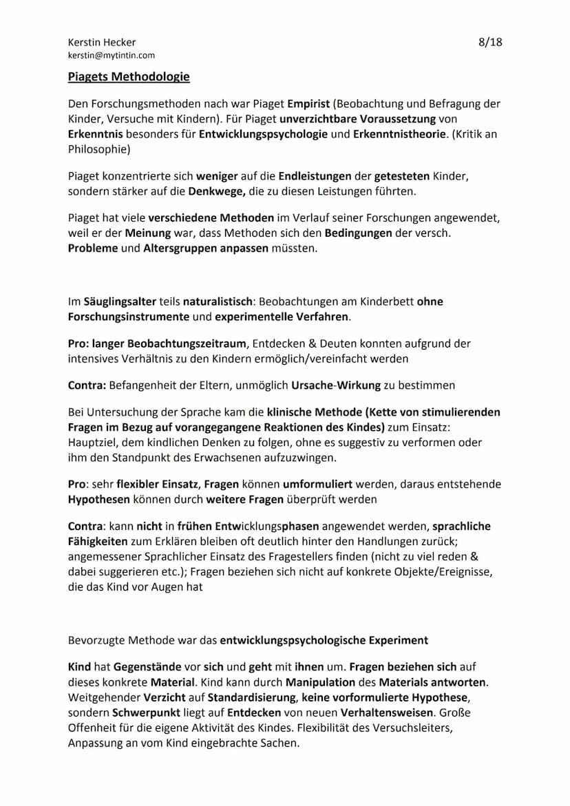 Jean Piagets Theorie der geistigen Entwicklung
Die Theorie Jean Piagets, geht davon aus, dass menschliche Erkenntnis durch aktives
Handeln u