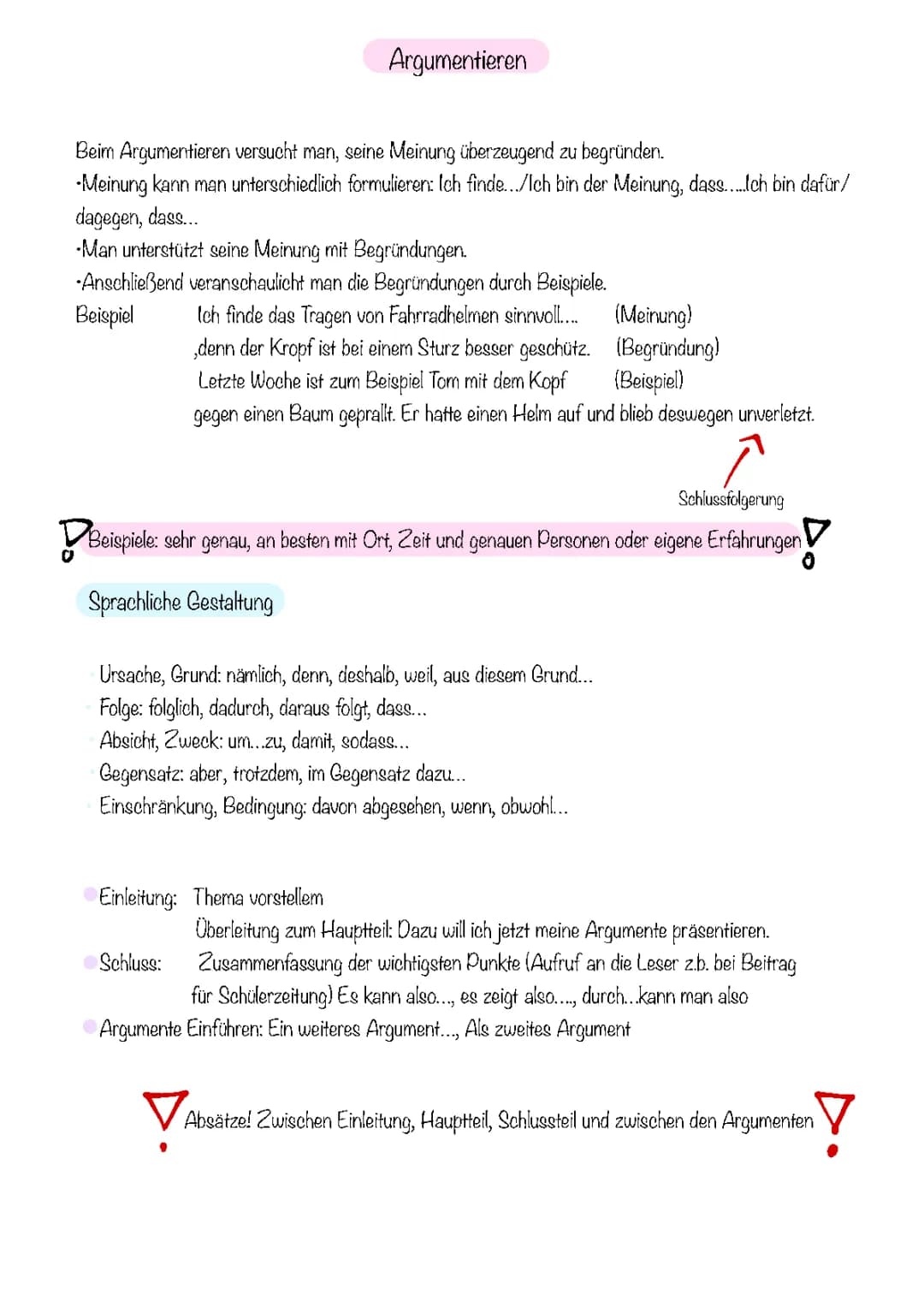Argumentation Deutsch