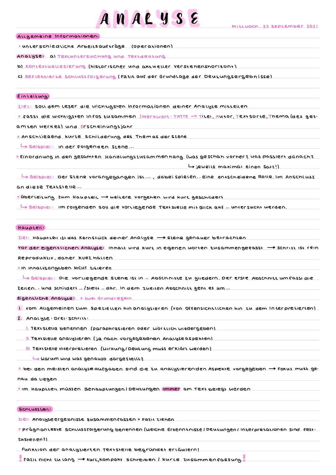 Allgemeine Informationen:
• unterschiedliche Arbeitsaufträge (operationen).
Einleitung:
Analyse: al Textuntersuchung und Textdeutung.
b) kon