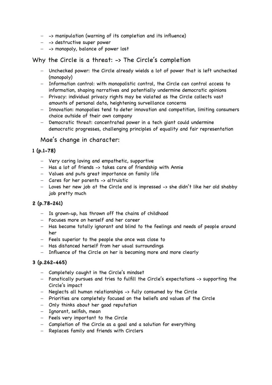 Summary:
|||
||||
Dave Eggers - The Circle - Q4
Mae Holland starts to work for the Circle in the Customer Experience
department > there she 