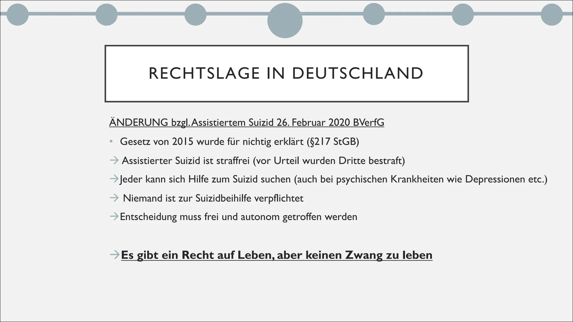STERBEHILFE
Selbstbestimmung am Lebensende ●
●
●
●
●
●
GLIEDERUNG
Was ist Sterbehilfe?
Verschiedenen Formen der Sterbehilfe
Rechtslage in De