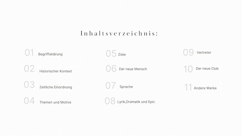 Expressionismus
Chiara, Fiona, Aynur, Ksenia 01 Begriffsklärung
02
03
04
Historischer Kontext
Zeitliche Einordnung
Themen und Motive
Inhalts