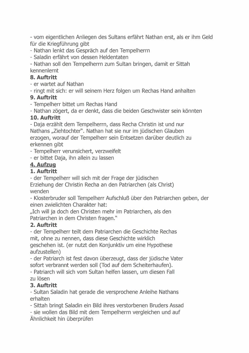 Nathan der Weise
1. Aufzug
1. Auftritt
- Nathan kehrt von einer Geschäftsreise zurück
- er trifft Daja, die Gesellschafterin seiner Tochter 