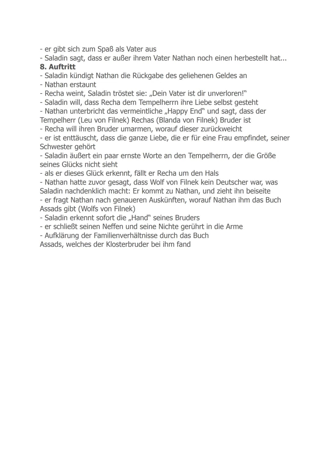 Nathan der Weise
1. Aufzug
1. Auftritt
- Nathan kehrt von einer Geschäftsreise zurück
- er trifft Daja, die Gesellschafterin seiner Tochter 