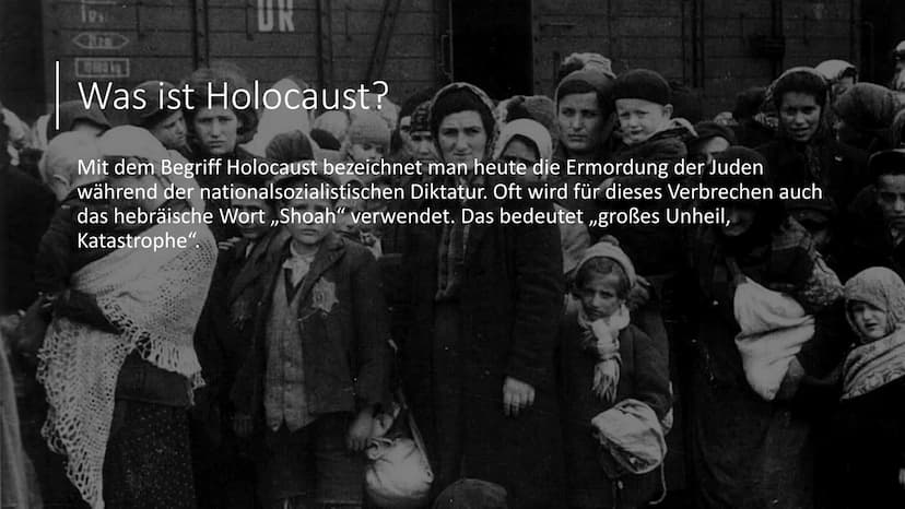 Holocaust
Von Sarah Rickermann und Gretha
Gebken
ARBEIT MACHT FREI Gliederung
●
●
●
●
●
●
Was ist Holocaust?
Ablauf des Holocaustes
Opfergru