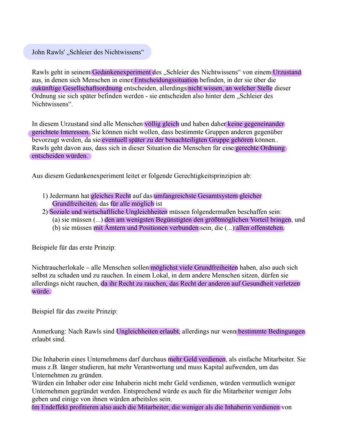 Schleier des Nichtwissens
John Rawls (1921-2002)
Definition:
Gedanken experiment, im Urzustand des Menschen in einer fiktiven Entscheidungss
