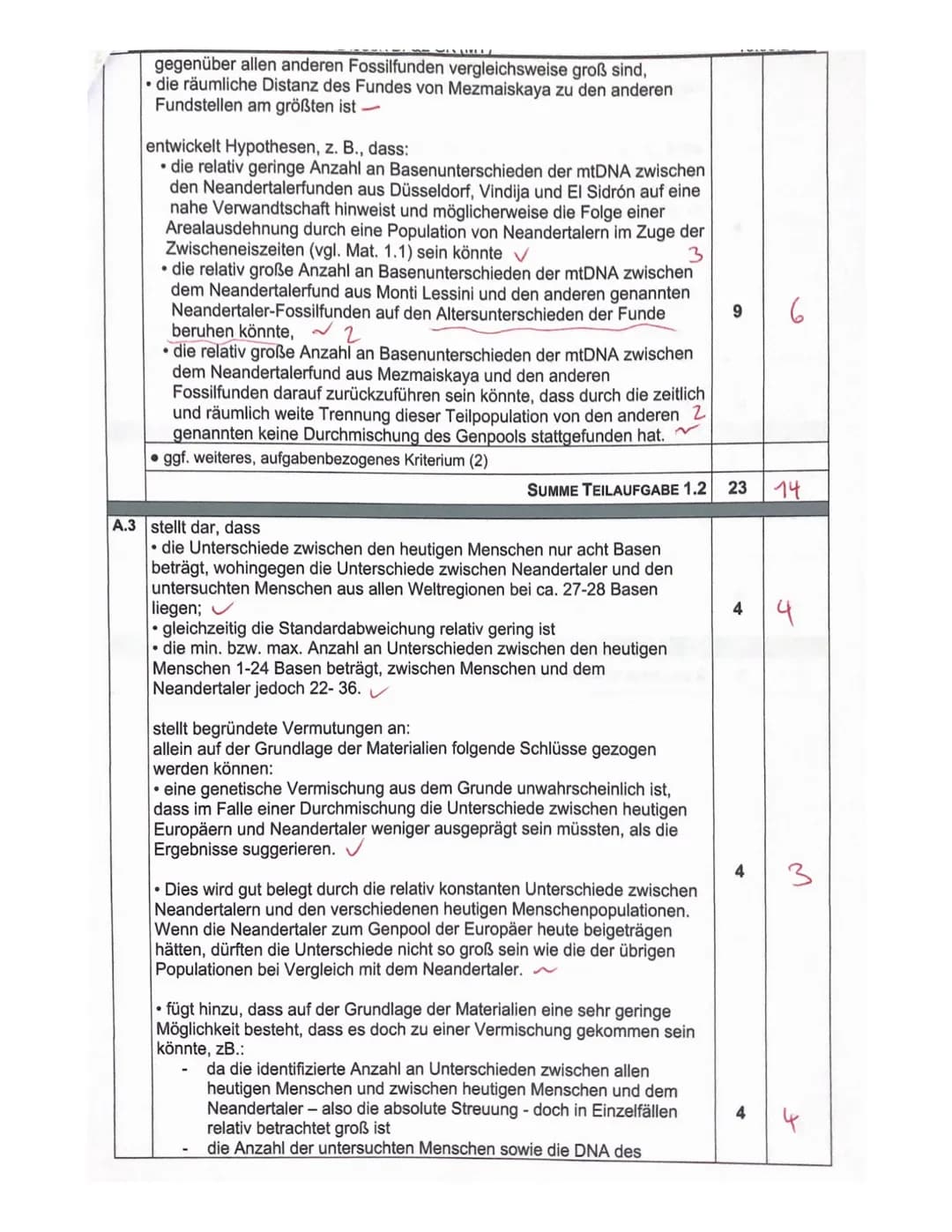 Aufgabe A: Evolution des Menschen
Aufgabenteil
Proportionen & Körperbau (Beine + Arme) √
Wirbelsäule + Becken ✓
✓
Füße (Drei-Punkte-stand, 2