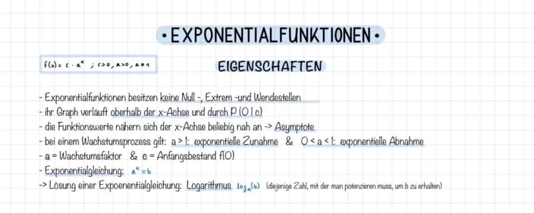 Entdecke die Exponentialfunktion: Definition, Eigenschaften und mehr!