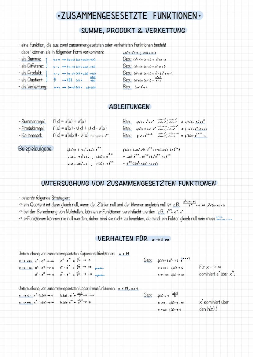 •EXPONENTIALFUNKTIONEN.
EIGENSCHAFTEN
- Exponentialfunktionen besitzen keine Null-, Extrem -und Wendestellen
- ihr Graph verläuft oberhalb d