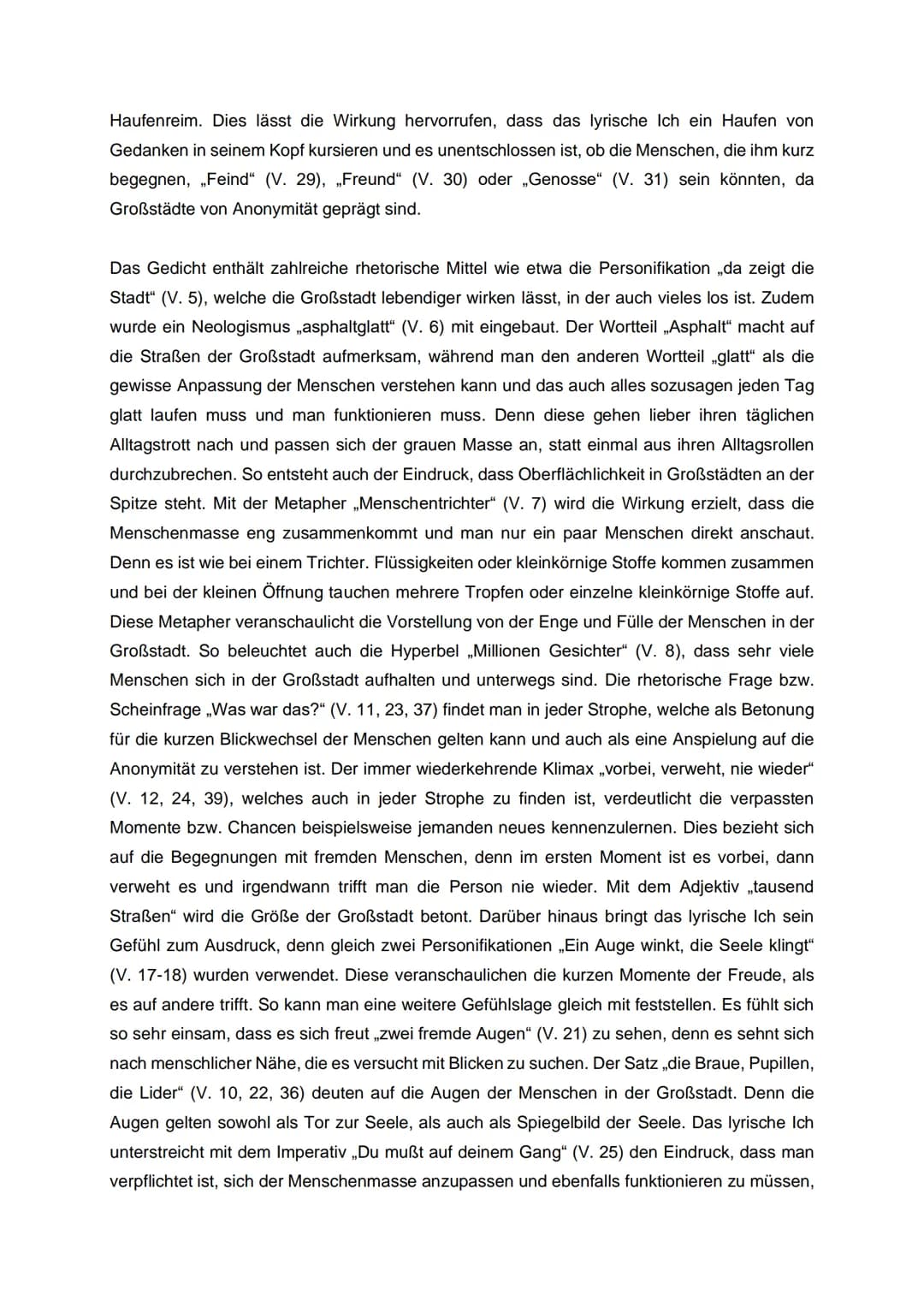 Gedichtanalyse zu ,,Augen in der Großstadt"
In dem Gedicht Augen in der Großstadt" von Kurt Tucholsky, erstmals im Jahre 1932
veröffentlicht
