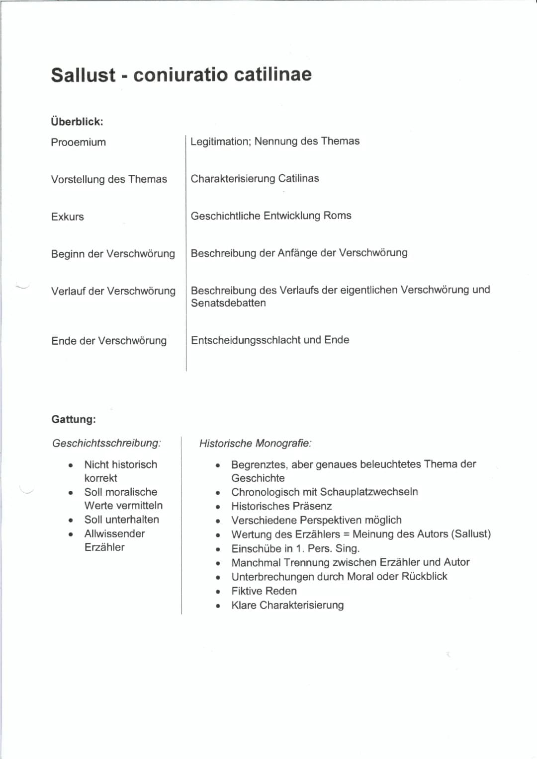 Sallust und die spannende Catilinarische Verschwörung: Übersetzung und Zusammenfassung